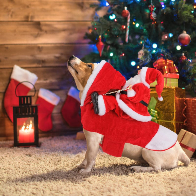 BWOGUE Santa Dog Costume Christmas Pet Clothes Santa Claus Riding Pet Cosplay Costumes Party Dressing up Dogs Cats Outfit for Small Medium Large Dogs Cats - Image 4